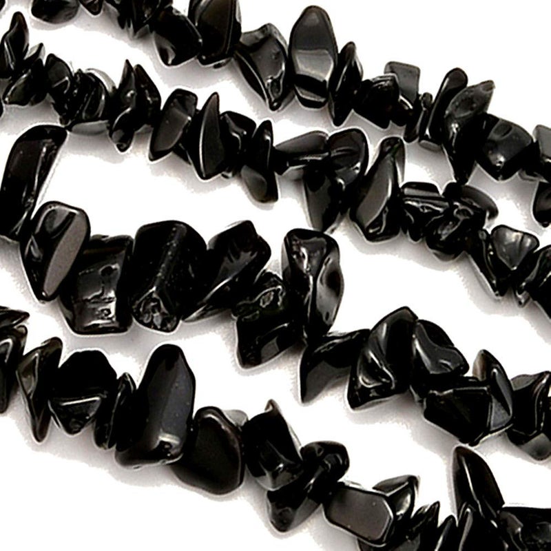 PLTbeads 5-8mm Natral Healing Gemstone Waist Bracelets Necklace Kit Irregular Stone DIY Crafts Design Jewelry Making 1 Strand per Bag Approxi 34 inch (Black Obsidian Chips) - Image 5